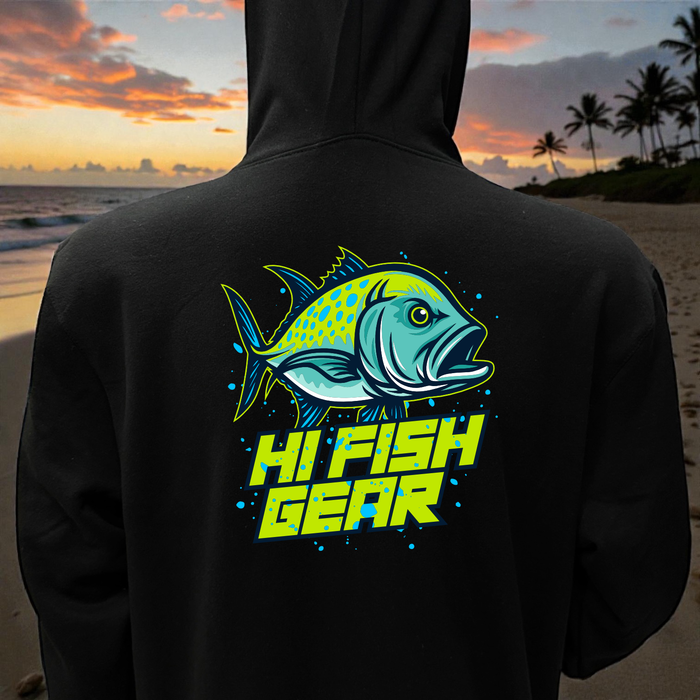 HiFishGear Black Zip-Up Fleece Hoodie (14 Designs)