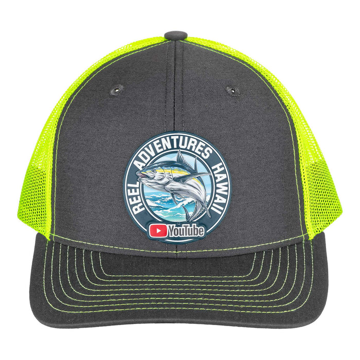 Reel Adventures Hawaii Charcoal/ Neon Green Snapback Trucker Hat