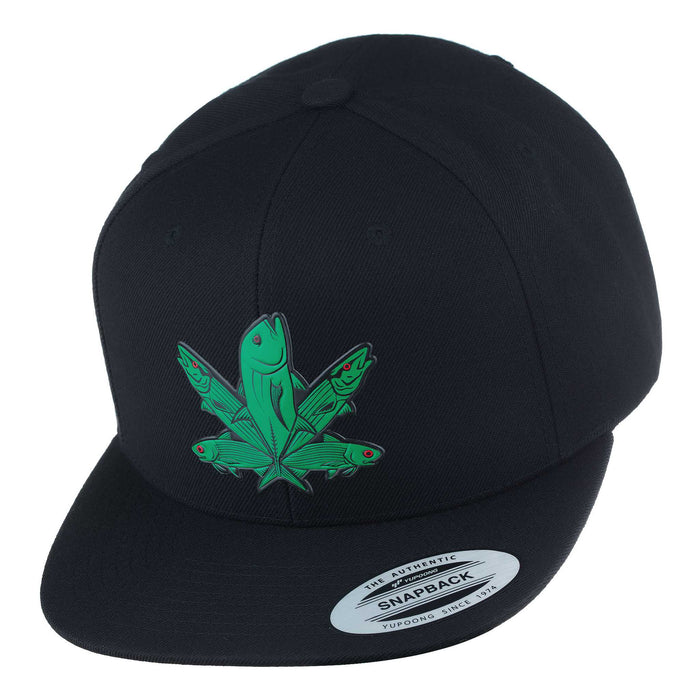 HFG - Green Fish Black Snapback Flatbill Hat — HiFishGear