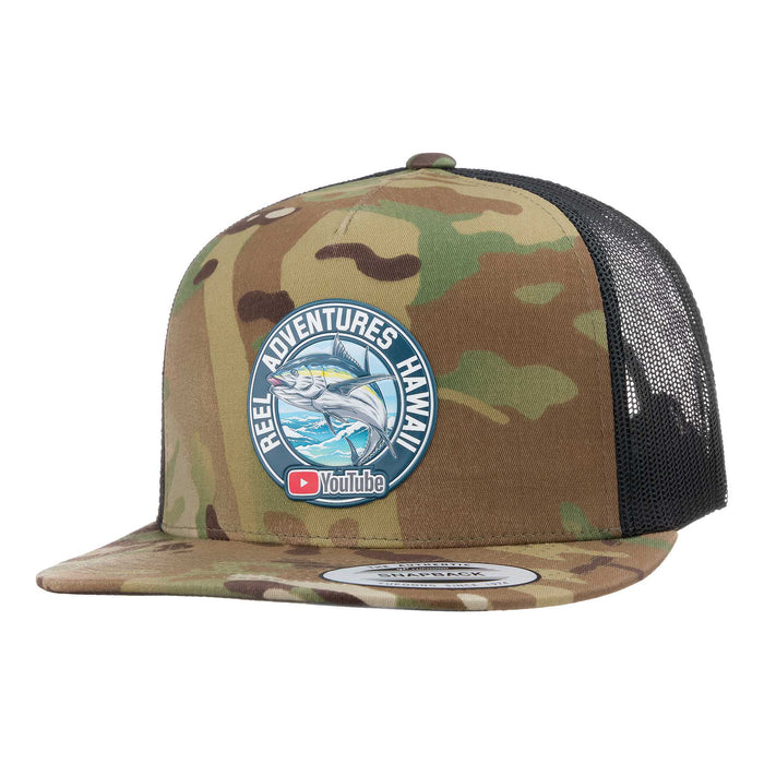 Reel Adventures Hawaii Multicam® Green/Black Snapback Flastbill Trucker Hat