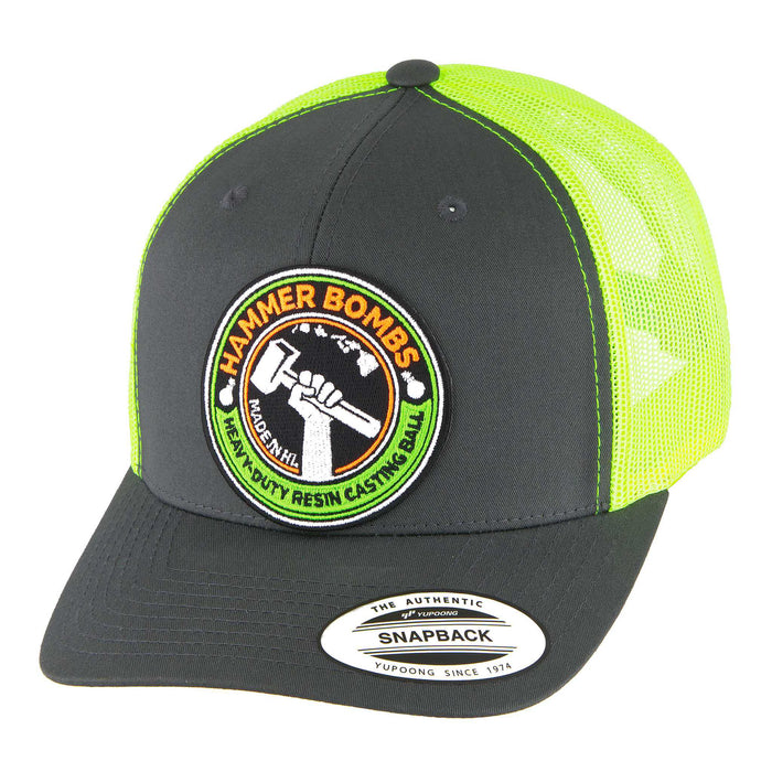 HammerBombs® Charcoal / Neon Green Classic Snapback Trucker Hat