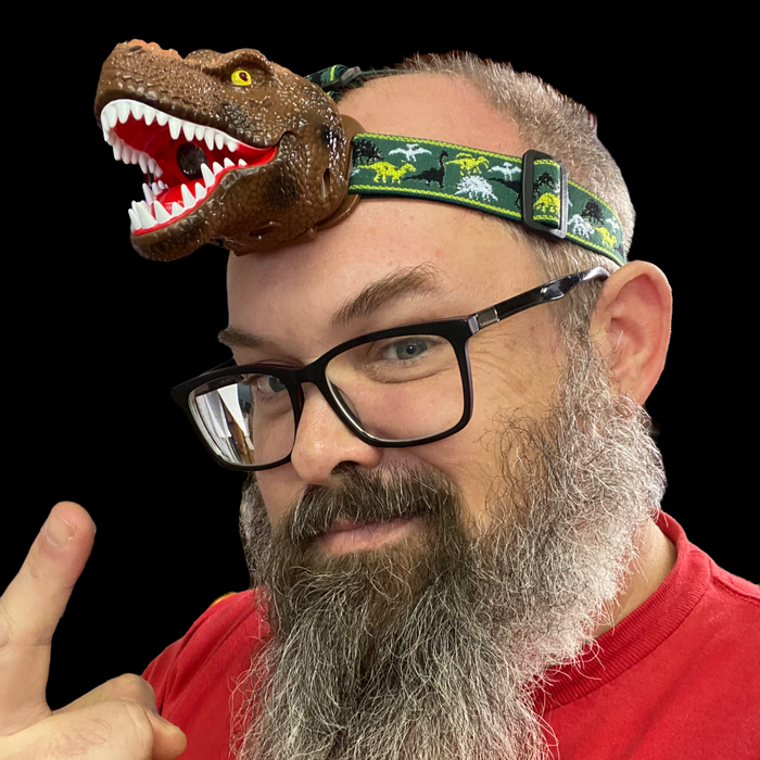 Rechargeable Dinosaur Fishing Headlamp with Red Eyes and ROAR!