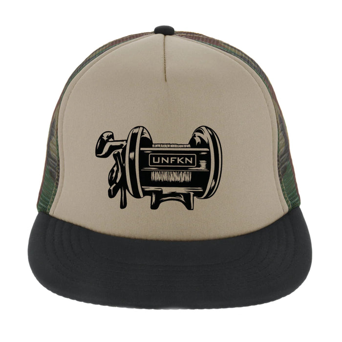 HFG - UNFKN Reel Camo/Tan/Black Flatbill Trucker Hat